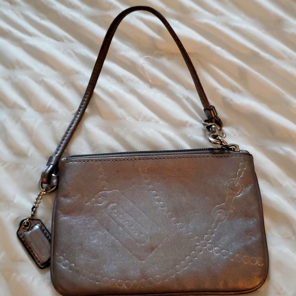 Silver Coach wristlet